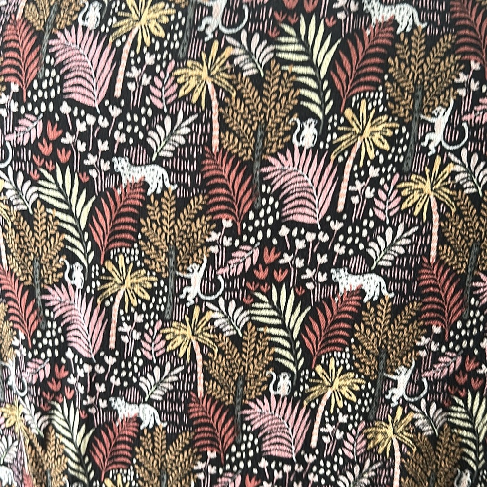 Ann Taylor LOFT Paradise Lost Jungle Safari Dress Pintuck Size Large Brown Pink - Picture 3 of 13